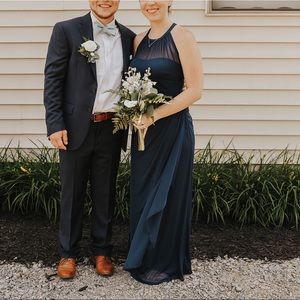 David’s Bridal Marine High illusion neckline dress